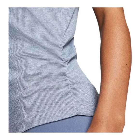 Nike Light Grey  Blue Yoga Ruched scoop neck Tank Top low back LG - Picture 13 of 15